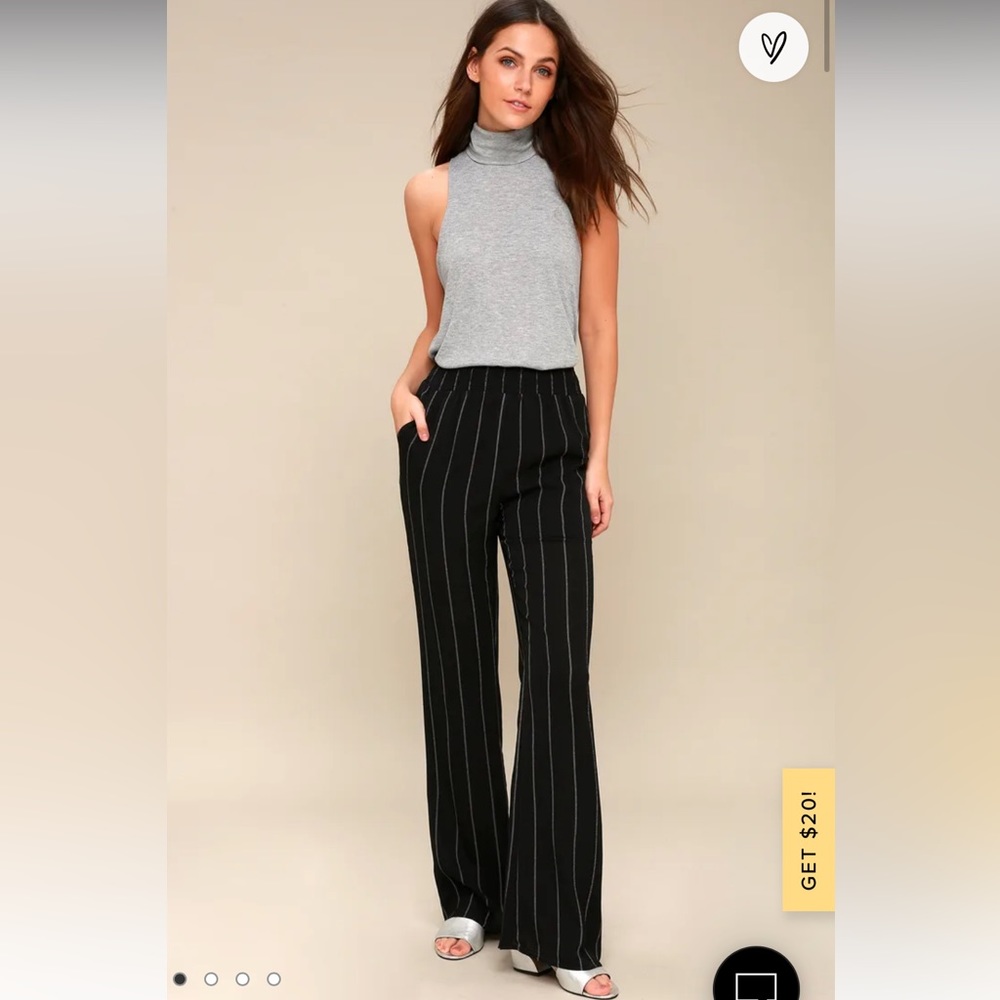 Lulu’s black and white striped wide leg pants